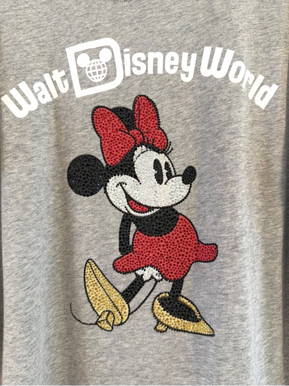 NWT Walt Disney World Minnie Mouse Rhinestone Graphic Tee Shirt Gray XL - Picture 3 of 7